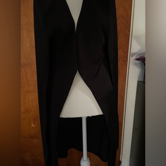 Women's Black Long Cape Cloak Open Slit Sleeve With Inner Vest Jacket - Picture 2 of 5